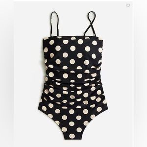 Jcrew ruched bandeau one-piece swimsuit in dot print size 16 NWT